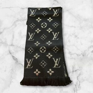 Authentic LOUIS VUITTON SCARF Black and Silver Designer Scarf